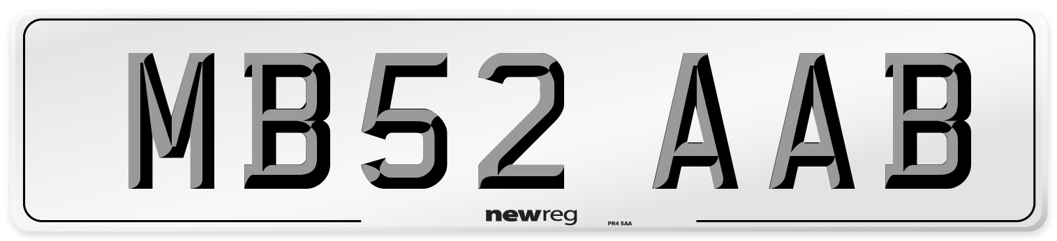MB52 AAB Number Plate from New Reg